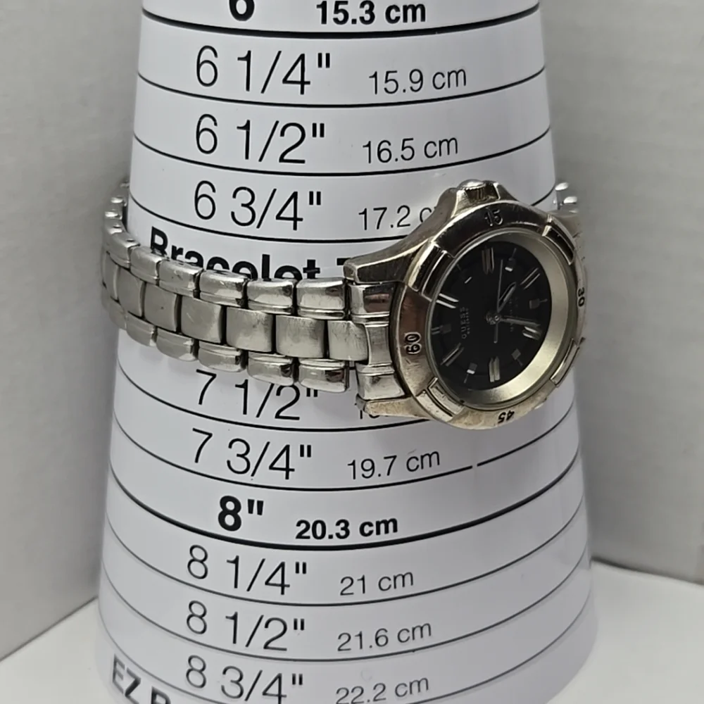 Womens Vintage Guess Waterpro Watch 29mm Silver Tone 50M New Battery